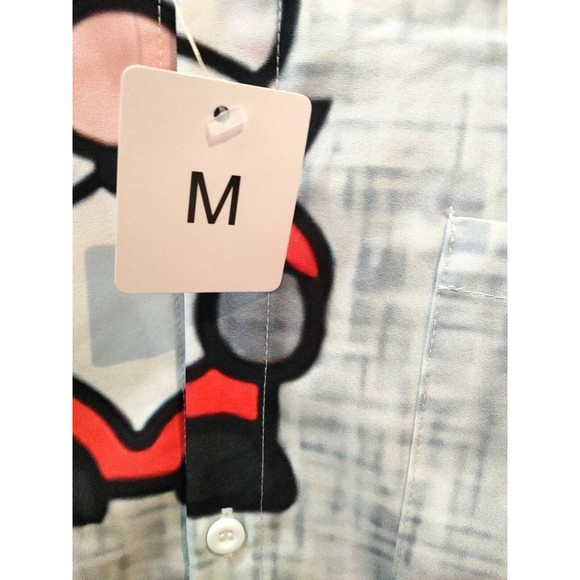 Unbranded Men's Christmas Theme Button Front Shirt Medium Gray Red  Santa - Picture 2 of 2